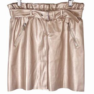 Marc New York Size M Light Pink Metallic Faux Leather Skirt Belt Zippers NWT